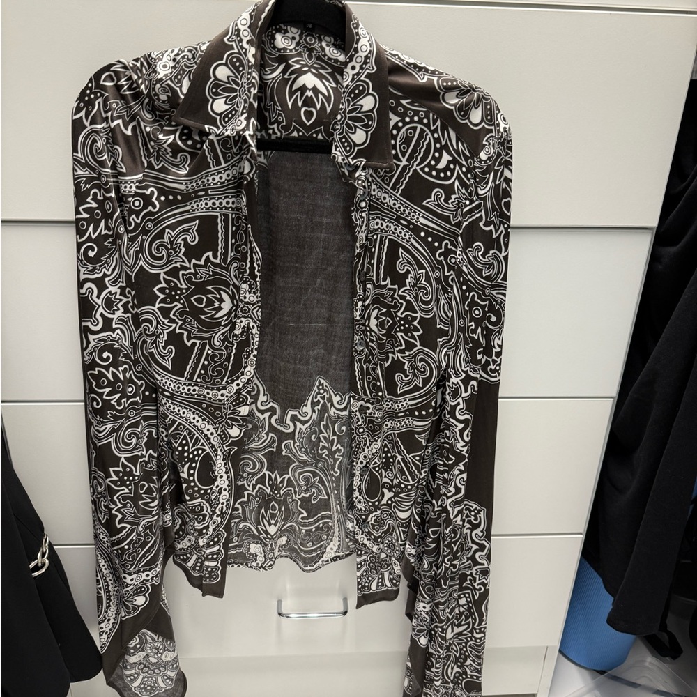 Gucci Black and White Paisley Button-Up Shirt